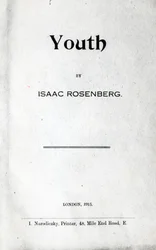 Titelsida till Youth, en diktsamling av Isaac Rosenberg, första upplagan 1915 (tryckt)