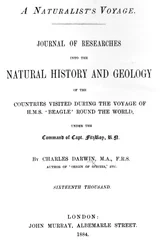Titelsida till A Naturalists Voyage Around the World av Charles Darwin, upplaga publicerad 1884 (tryckt papper)