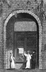 Gravstenen över den brittiska ambassadören Edward Barton (d.1597) över en klosterport på Princes Islands, från Residence at Constantinople av Robert Walsh, 1836