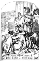 Troilus et Cressida - (Troilus och Cressida) - Illustration i "" verk komplett av William Shakespeare""" 1866 - Illustrationerna och den allmänna formen för denna utgåva är lånade från Cassells illustrerade Shakespeare, publicerad i London