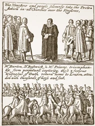 Sann information om början och orsaken till alla våra problem: hur kläckts och hur förhindrats, från en puritansk pamflett, 1648, illustration från The Church of England: A History for the People av H.D.