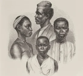 Typer från Loango Coast, från mänsklighetens historia, vol. III, av prof. Friedrich Ratzel, 1898