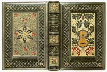 Övre och undre omslag, med gitarr och blommönster, 1843