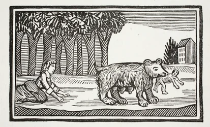 Valentine och Orson, illustration från Chap-books of the artonde århundrade av John Ashton, pub. 1882