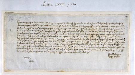 Alla hjärtans brev från Margery Brews till John Paston III, februari 1477 (penna och bläck på papper)