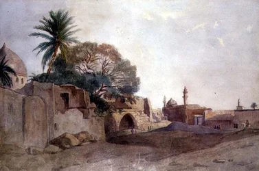 Utsikt i Mellanöstern, ca 1820 (akvarell på papper)