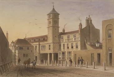Utsikt över Bridge House i Bridge Yard, Tooley Street, 1846 (wc på papper)