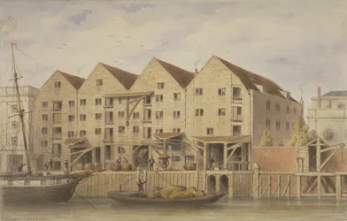 Utsikt över Chamberlains Wharf, Tooley Street, 1846 (wc på papper)