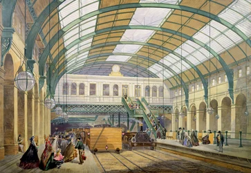 Vy över tunnelbanestationen Kings Cross, ca 1865