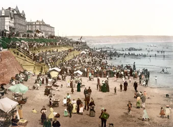 Utsikt över en engelsk strand (handfärgat foto)