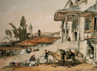 Vy över Galata-distriktet, början av 1800-talet (penna och bläck på papper)