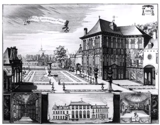 Utsikt över Hilwerue-huset som tillhör Peter Paul Rubens (1577-1640) 1692 (gravyr) (bw foto)