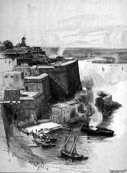 Utsikt över Quarantine Harbour, Valletta, Malta, från "The Picturesque Mediterranean", volym 3, publicerad av Cassell and Co. Ltd.
