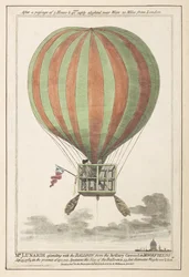Vincent Lunardi i luften efter sin uppstigning från Moorfields, september 1784