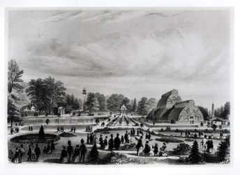 Besökare som tittar på Palm House på Kew Palace, ca 1860-talet