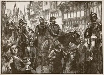 Wallace på väg till Westminster Hall, illustration från Cassells Illustrated History of England (sepiafoto)