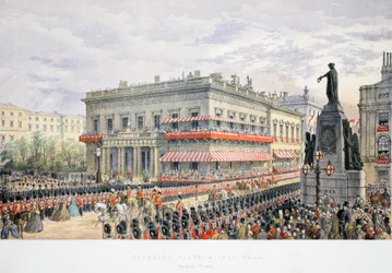 Waterloo Place och Pall Mall, från A Memorial of the Marriage of Edward VII and Alexandra of Denmark, pub. 1864