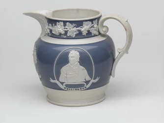 Waterloo minneskanna, ca 1815 (stengods)