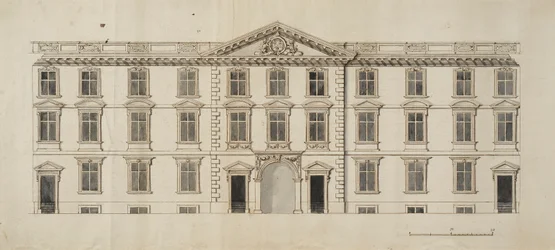 Västra framsidan av den föreslagna nya byggnaden för Garden Quadrangle vid New College, c.1680 (bläck & grå tvätt på papper)