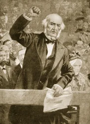 William Gladstone talar vid ett möte i Liverpool den 24 september 1896