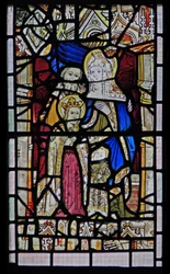 Window Ew föreställande St Anne, Joachim, Jungfru Maria och Kristusbarnet