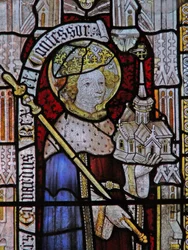 Window Ew föreställande St Ethelbert (felmärkt som Edward the Confessor på 1800-talet!)