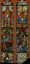 Window Ew föreställande St Peter och St Paul; tillkännagivandet