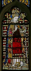 Window Ew föreställande St Thomas Becket med juveler av infällt glas