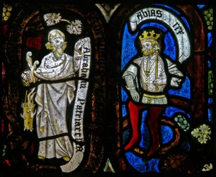 Fönster Ew som visar Jesaiträdets figurer: Abraham och Abias