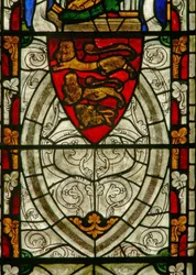 Window Ew som visar vapen från England och grisaille