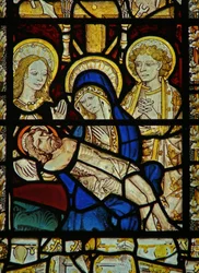 Fönster föreställande Pieta