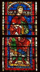 Fönster föreställande en genealogisk figur: Naason