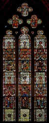 Fönster w39 som visar martyrdöden av St Laurence, St Denys och St Eleutherius