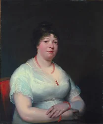 Kvinna med rosékvartssmycken, ca 1810-15