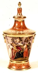 Worcester-vas målad av Thomas Baxter, ca 1820