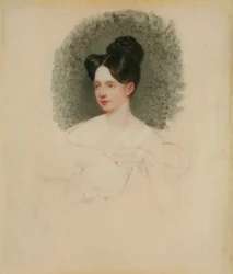Oavslutat porträtt av Marianne Cregoe Colmare (senare Mrs Baurton Bennett) c.1833-34 (miniatyr på elfenben monterad på kort)