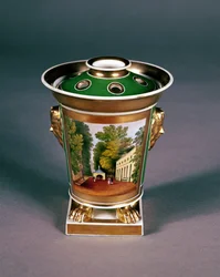 Worcester pot pourri burk med utsikt över Well Walk, Cheltenham (porslin)