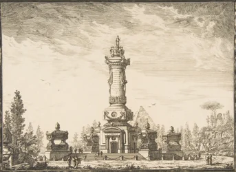 Förhöjning i perspektiv av en begravningspelare avsedd för begravningen..., 1746-50.
