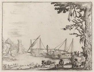 Havshamn med förankrade fartyg