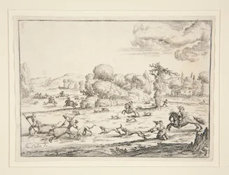 Hunting Scene: Near the Kill (efter design av Jacques Callot 1592-1635)