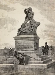 Monument över Enrico (1840-1867) och Giovanni Cairoli (1842-1869), italienska patrioter, bronsgrupp av skulptören Ercole Rosa (1846-1893), på Pinciuskullen, Rom, Italien
