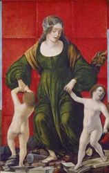 Hustru till Hasdrubal och hennes barn, ca 1490-3 (tempera på poppelpanel)