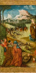 St. Maria Magdalena reser en död riddare för bekännelse, 1519 (olja på ekpanel)