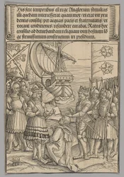 Maximilian och Henrik VII av England, skylt 11 från Historiska scener från kejsar Maximilian I:s liv från Triumfbågen