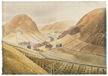 Corn Stooks and Farmsteads - Hill Farm, Capel-y ffin, Wales, 1938