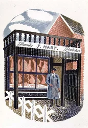 The Butchers Shop, tryckt av Curwen Press, från High Street, av J.M. Richards, utgiven av Country Life, 1938 (24 st)