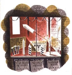 The Newsagent, tryckt av Curwen Press, från High Street, av J.M. Richards, publicerad av Country Life, 1938 (uppsättning om 24)