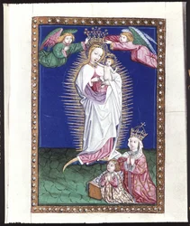 Hel sida: miniatyr: Madonna i en aureole, ca 1464 (tempera på pergament)