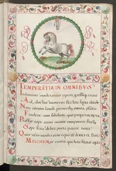 Helsida: text med figural medaljong och dekorativ ram
