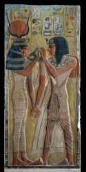 Gudinnan Hathor skyddar farao Seti I...